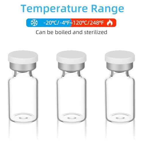 10 Pack 2ml Sealed Sample Vials Empty Transparent Storage Glass Vials with Self Healing Caps Injection Port