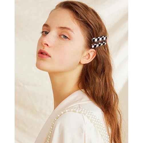 18pcs Checkered Hair Clips No Bend Hair Clips No Crease Black White Checker Barrettes Cute Hair Accessories for Women