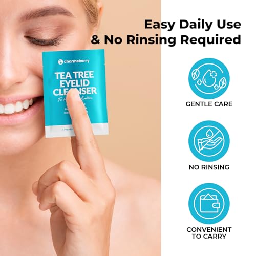 Eyelid Wipes (36 Count), Individually Wrapped Tea Tree Oil Eyelid Cleanser, Eye Lid Cleaning Wipes for Stye Eye Treatment, Eye Wipes for Dry Eyes, Blepharitis, Mild to Moderate Conditions