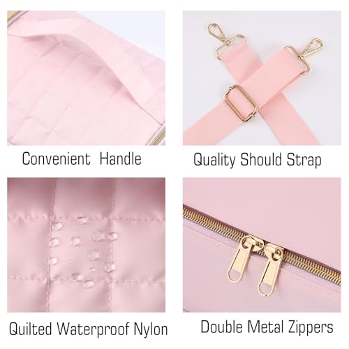 Nail Polish Organizer Case,Nail Storage Organizer Holds Nail Lamp & 50 Bottles Nail Polish,Nail Tech Travel Case,Waterproof Nail Kit Organizer Bag Fits Nail Supplies & Manicure Tools (Pink)