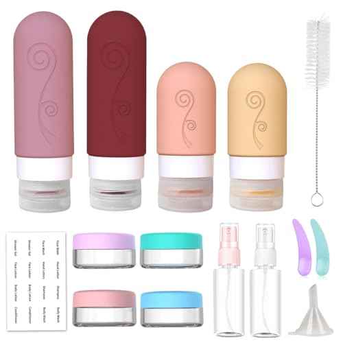vodvob 16 Pack Travel Bottles Set for Toiletries, TSA Approved Travel Containers Leak Proof Silicone Squeezable Travel Accessories 2oz 3oz for Shampoo Conditioner Lotion Body Wash (BPA Free) (pink)