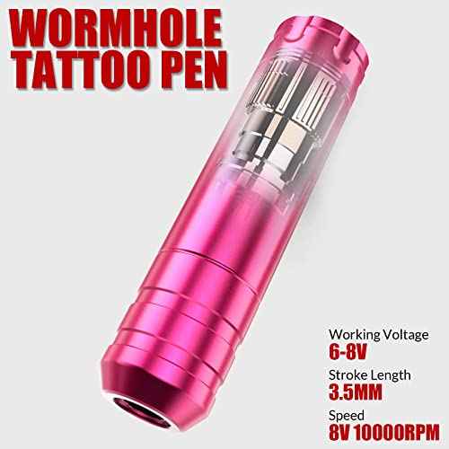 Tattoo Kit, Wormhole Tattoo Machine Kit Tattoo Gun Kit Cartridge Needles Tattoo Practice Pen Kit for Beginners Rotary Tattoo Machine Pen Kit Tattoo Supplies WTK104