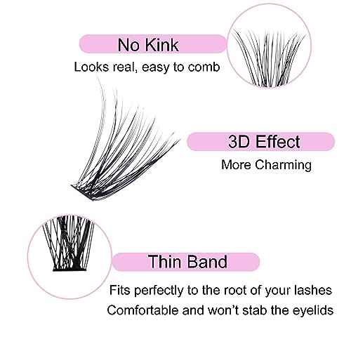 Cluster Lashes 240pcs 40D DIY Eyelash Extension D Curl Long Individual Lashes Mixed Tray Faux Mink Lash Clusters Extensions 0.07 0.10 Black (40D-0.07D-9-16mm)