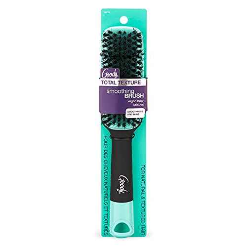 Goody x Total Texture Smoothing Brush - Vegan Boar Bristles Help Condition and Smooths Hair Cuticles for Enhanced Shine Shine - For Natural and Textured Hair - Non-Slip Grip