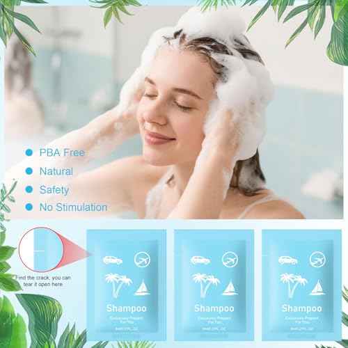 Travel Size Shampoo Bulk,Green Tea Scent,0.28 fl oz (8ml) Shampoo Mini Small,Hotel Supplies Bulk for Guests Airbnbs Homes Resorts Offices (pack of 50, green tea)