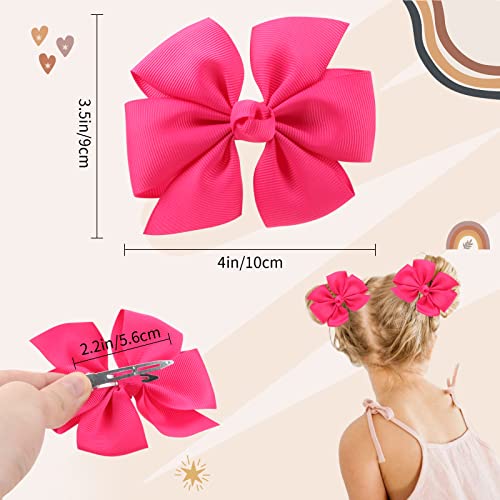 30PCS 4 Inch Pinwheel Hair Bows for Baby Girls, Oaoleer Boutique Grosgrain Ribbon Toddler Bows Hair Clips, Gift for Kids Hair Accessories In Pair