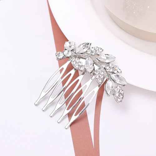 8 Pack Leaf Hair Side Combs for Women Girl, Bridal Metal Decorative Hair Comb Clips, French Twist Hair Slide Comb for Wedding Hair Accessories(Silver)