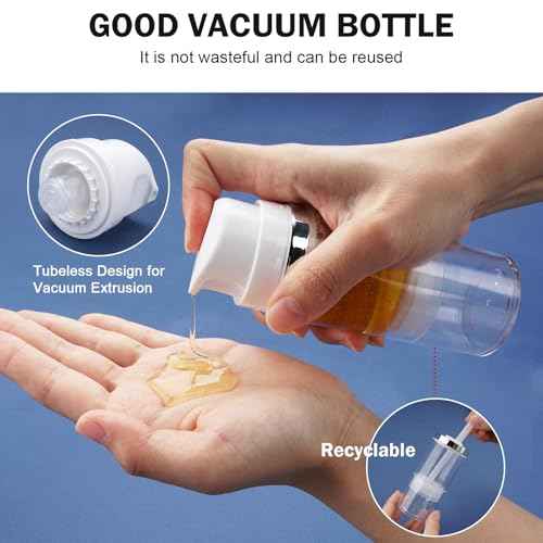 Cosywell Airless Pump Bottles 3.4oz/100ml Empty Moisturizer Pump Dispenser Airless Cosmetic Pump Container Travel Pump Bottles for Toiletries Shampoo Lotion and Cream Clear 2 Pack