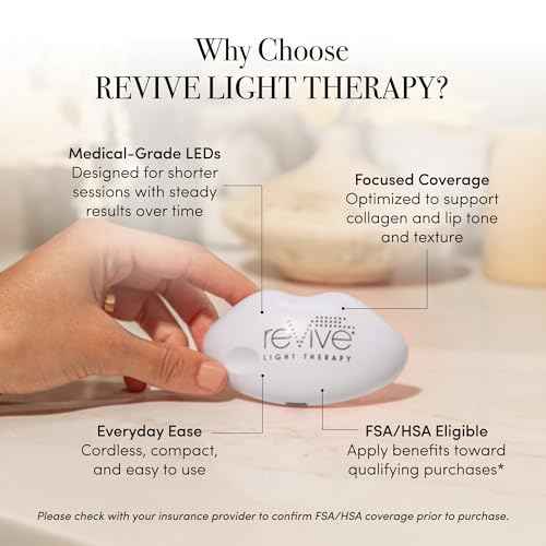 reVive Lux Collection Lip Plumper Device, LED Light Therapy Products for Lip Care, At-Home Infrared, Red & Amber Therapy for Smooth, Hydrated, Healthy-Looking Lips