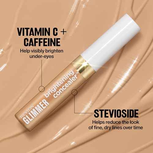 Revlon Glimmer Brightening Concealer, Liquid Under Eye Makeup, Made with Caffeine, Vitamin C, & Stevioside, 125, 0.3 fl oz
