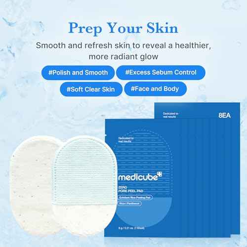 Zero Pore Peel Pads (8ea) | Smoothing Mitt for Face & Body | Rice Extract, Natural AHA & Panthenol | Double-Sided Organic Cotton & Microfiber Pads | Polish for Smooth, Clear Skin | Korean Skin Care
