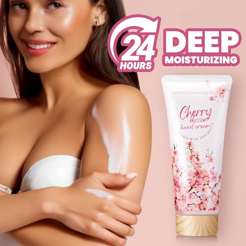 Green Canyon Spa Gift Baskets for Women Cherry Blossom Bath and Body Work Gift Set with Bubble Bath,Body Lotion Spa Gifts for Women Mothers Day Gifts for Mom