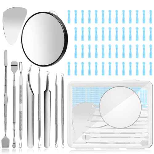 60PCS Dual Heads Blackhead Remover, Pimple Comedone Extractor, Acne Whitehead Blemish Removal Kit, Premium Stainless Steel Pimple Popper Tool kit, Risk Free for Face Skin, with Portable Box