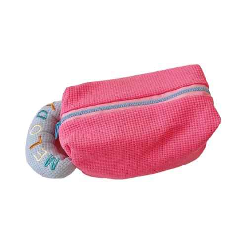 Cute Makeup Bag - Cosmetic Travel Organizer, Makeup Bag Girls, Travel Cosmetic Bag, Cute Makeup Pouch Toiletry Bag, Preppy Stuff Gift for Girls, Zipper Pouch Organizer for Women and Girls (Pink)