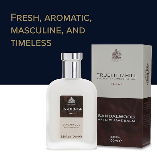 Truefitt & Hill Luxury Aftershave Balm - Sandalwood - Premium Soothing Moisturizer with Aloe Vera Extract - Ideal for Sensitive Skin, Razor Burn Relief, and a Silky Smooth Finish - 3.38 oz.