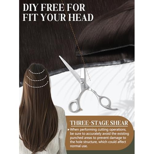 LOXXY Double Weft PU OVO Human Hair Extensions - Genius and PU Invisible Butterfly Weft Hair Extensions Real Human Hair - 16 Inch 100g Darkest Brown, Width 31.5"(80cm)