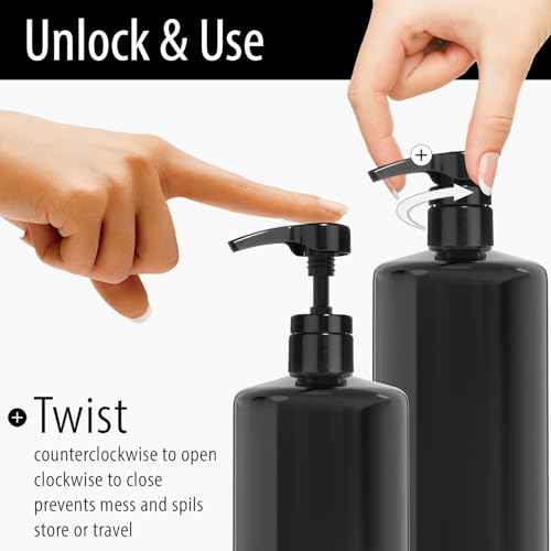 Bar5F Pump for 33.8-Oz Shampoo and Conditioner Liter Bottles (Fits 1" inch Bottle Neck 28/410) 2-Pack