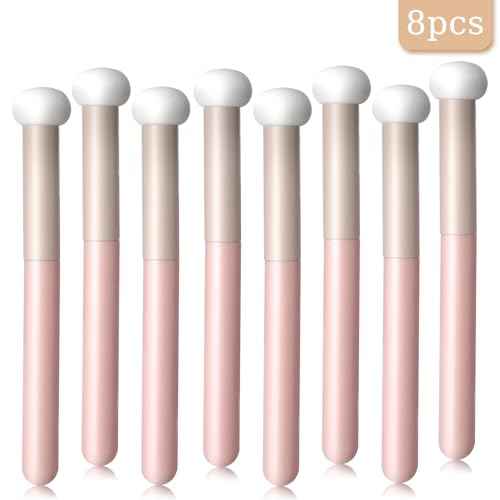 5 Pcs Mushroom Makeup Sponge Brush Applicators Concealer Brushes Round Head Brightening Brush Powder Puff With Handle Under Eye Beauty Brushes for Face Nose Eyelids Newbie Concealer