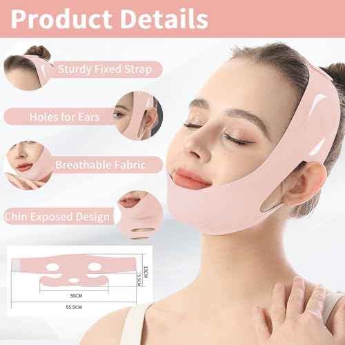 Face Lift Tape - V Line Lifting Mask Chin Strap for Sleeping, Adjustable Face Lifting Strap, 3D Contoured Design Facial Lifting Belt, Double Chin Reducer for Facial Shaping and Jawline Shaper