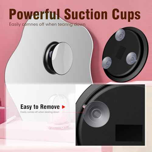 Magnifying Mirror 40X with Suction Cups, Large 6inch Travel 40X Magnified Round Makeup Mirror with High Magnification, Make up Mirror with Tweezers Sets