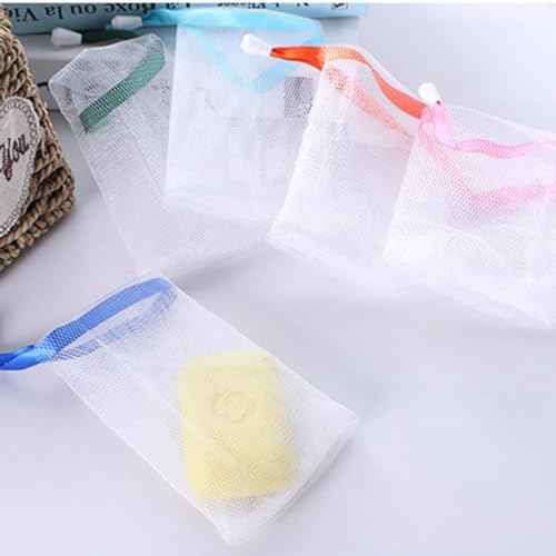 10 PCS Foaming Mesh Bags, Portable Soap Saver Bag Hangable Net Soap Pouches, Nylon Drawstring Bags Shower Foaming Mesh Face Cleansing Tool Cleansers