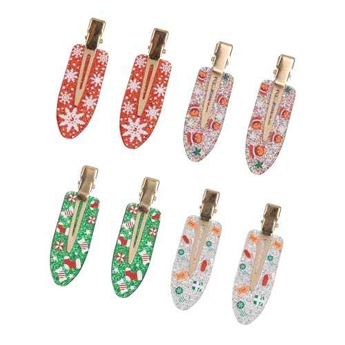 4 Pairs Christmas Hair Clips No Bend No Crease Green Red Holiday Hair Accessories Barrettes Duckbill Clips