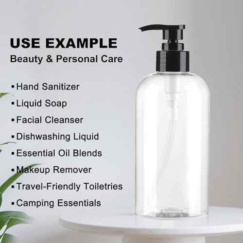 Empty Pump Bottles Dispenser 12.85oz/380ml, Refillable Clear BPA-Free Plastic Pump Bottle for Shampoo, Lotion, Soap and Massage Oil, 2 Pack
