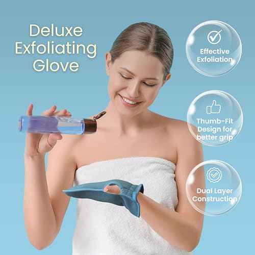 Deluxe Exfoliating Glove for Bath & Shower, Deep Cleansing Body Bath Mitt for Body Scrub, Removes Dead Skin & Improve Skin Glow (Pink - Pack of 1)