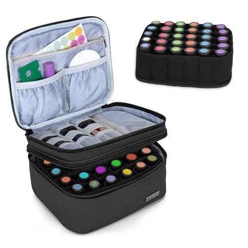 LUXJA Essential Oil Carrying Case - Holds 30 Bottles (5ml-30ml, Also Fits for Roller Bottles), Double-Layer Organizer for Essential Oil and Accessories, Black (Bag Only)