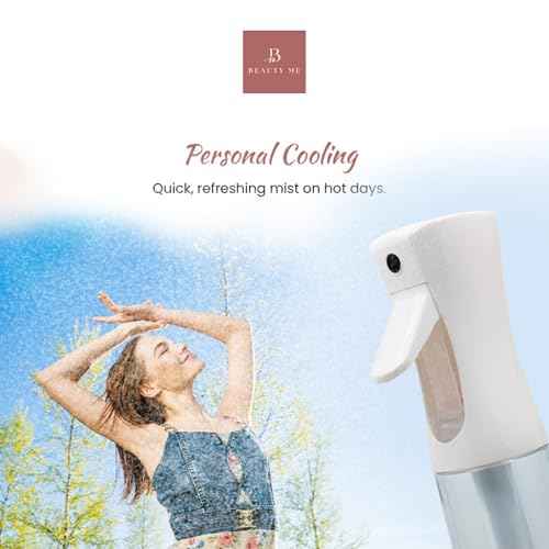 Continuous Mist Spray Bottle - 10.1oz Fine Mist Sprayer for Hair Styling, Cleaning, Plants, Salons, Essential Oils, and More - White