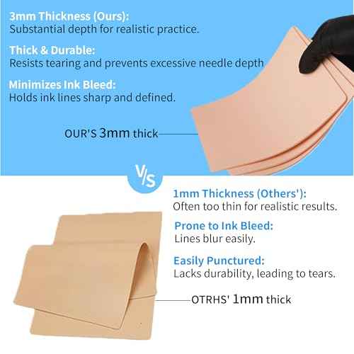 POSEIDON 312Pcs Tattoo Practice Kit - 12Pcs 5.9"x7.8" 3MM Fake Skin & 300Pcs Mixed Tattoo Ink Cups Kit | Realistic Silicone Training Sheets & Stencil Supplies for Beginners/Artists