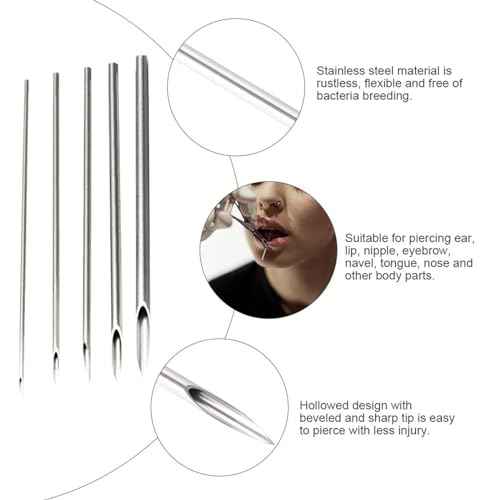 Piercing Kit 35PCS Professional Piercing Kit Includeds 25PCS Mixed 12G 14G 16G 18G 20G Ear Nose Piercing Needles 2PCS Piercing Clamps 6Pcs Clean Tools 2 Gloves for Ear Nose Piercing Kit