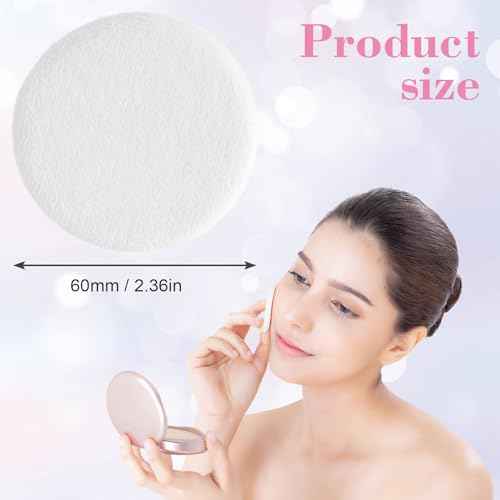 12 Pack 60mm Round Powder Puffs for Foundation Makeup Applicators, Soft Cotton Skin-Friendly Face Powder Sponge Velour Velet Puffs Pads for Cream Cosmetics- White