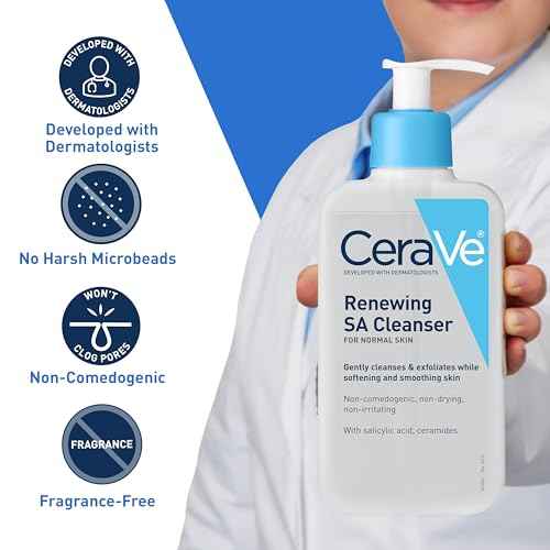 CeraVe Renewing Salicylic Acid Cleanser, Formulated With Hyaluronic Acid, Niacinamide, & Ceramides, Gentle BHA Exfoliating Face Wash Smooths & Softens Skin, Non Comedogenic & Fragrance Free, 16 Ounce