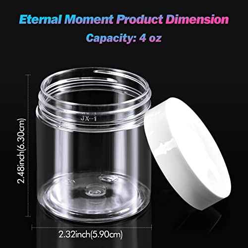 36 Pack 4 OZ Plastic Jars Round Clear Cosmetic Container Jars with White Lids, Eternal Moment Plastic Slime Jars for Lotion, Cream, Ointments, Makeup, Eye shadow, Samples, Potravel Storage