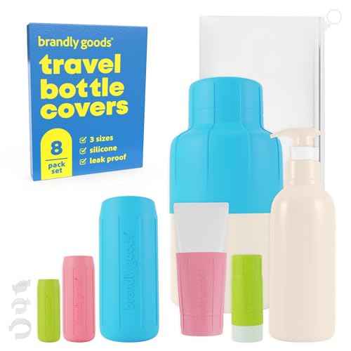 Multi-Size Silicone Bottle Covers for Travel ? Leak-Proof Stretchable Sleeves & Safety Clip Locks, Silicone Covers for Travel Toiletries, Bottle Sleeves for Traveling Essentials