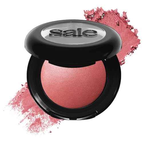 Saie SuperSuede Baked Blush - Talc-Free Powder Blush for All Day Wear - Enriched with Plant-Derived Squalane + Glycerin to Help Moisturize Dry Skin - Mia (0.1 Ounce)