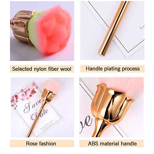 2 Pcs Rose Flower Makeup Brushes Flower Blush Brush Super Large Face Powder Makeup Brushes kabuki brushes for Powder Cosmetic Nail Dust Brush Loose Powder Brush Makeup Manicure (Red/Pink)
