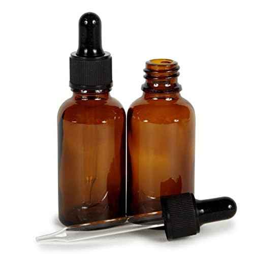 Vivaplex, Amber, 4 oz Glass Bottles, with Glass Eye Droppers - 2 pack