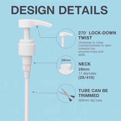 Universal Shampoo/Conditioner Dispenser Pump for Bottles, Leak Proof, Pump Top Fits 1 L/33.8 oz Bottles, 28/410 Neck Size, (Variety Pack of 2)