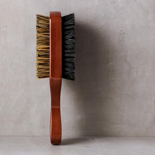 Diane Premium 100% Boar Bristle 2-Sided Club Brush for Men and Barbers, Medium and Firm Bristles for Thick Coarse Hair, Detangling, Smoothing