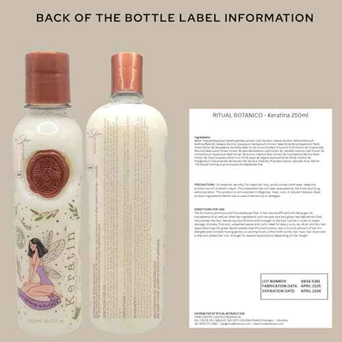 Aftercare for Ritual Bot?nico Keratina Org?nica | Treatment to Straighten, Repair and Relax Hair | All Natural, Organic & Vegan Ingredients | Product of Colombia| Keratin Medium, 250ml/8.45 Fl Oz)