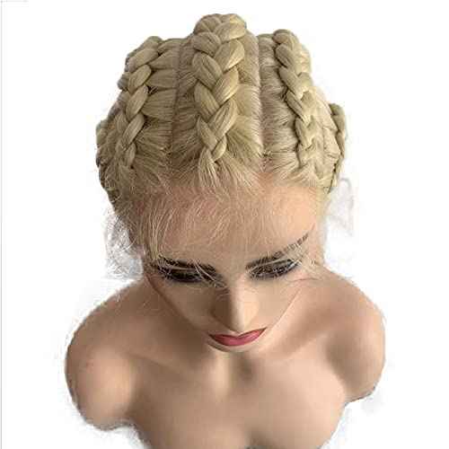 karissa Hair Blonde Braided Wig for Women Long 613 Blonde Box Braid Wigs with Baby Hair Natural Hairline Synthetic Lace Front Twist Braids Wig Frontal Braiding Glueless Heat Resistant Hair 24''