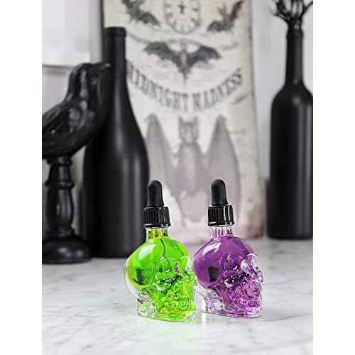 Cornucopia Brands Skull Glass Dropper Bottles (Pack of 2, 2oz, Clear) Bitter Flavor Tattoo and Beard Oil Dispenser