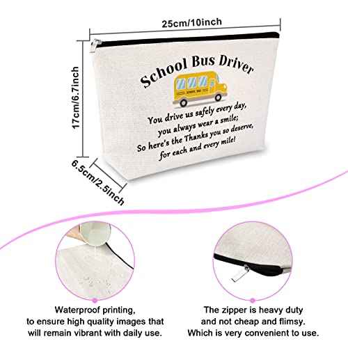 School Bus Driver Gifts Makeup Bag Appreciation Gifts for Bus Driver Thank You Presents from Student Cosmetic Bag Birthday Christmas Retirement Keepsake for Women Friend Coworker Travel Cosmetic Pouch