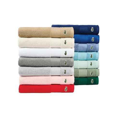 Lacoste Heritage 100% Supima Cotton Wash Cloth, Croc Green, 13" x 13" ? Highly Absorbent & Quick Drying, Premium Super Soft Bath Towel, Bathroom Essential, Gift for All Occasions, Machine Washable