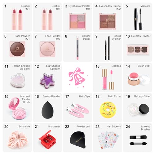 Color Nymph Makeup Advent Calendar 2025, 24 Days Advent Calendar Mystery Box for Christmas, Makeup Gift Sets - Xmas Beauty Countdown Calendar Full Makeup Kits for Teens Girls Kids #Pink