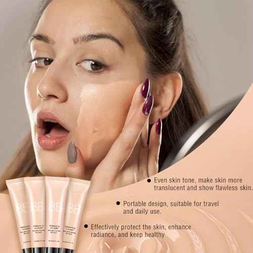 BB Cream Skin Tinted Foundation Makeup,Concealer Full Coverage Lightweight Matte Foundation with Brush,Evens Skin Tone,Oil Control Cover Flaws,Natural Finish for All Skin Types,Vegan - Natural Beige