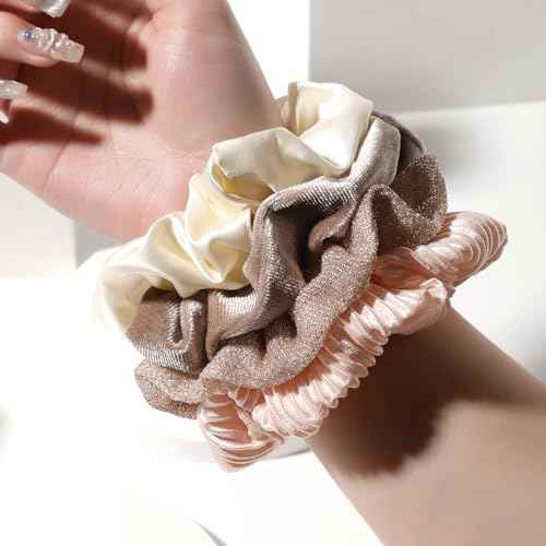 Artilady Hair Scrunchies for Girls - 4 Pack Christmas Hair Ties Gifts for Women Soft and Cute Velvet Silk Satin Scrunchies Hair Accessories Wedding Bridesmaid Holiday Birthday Teacher Gift