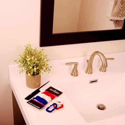 Amelia Beauty, Red, White and Blue Mix, Skinny Satin Scrunchies, 12 Pack ? 2in Diameter, Gentle & Strong Hold, No-Snag, No-Dent, Crease-Free Hair Ties